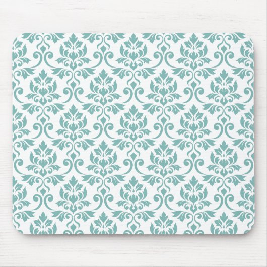 Feuille Damask Blauwgroen Pattern Muismat (Voorkant)