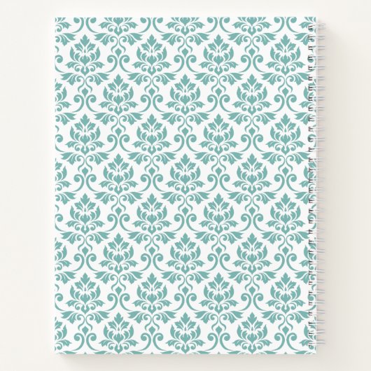 Feuille Damask Blauwgroen Pattern Notitieboek (Achterkant)