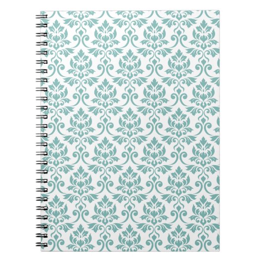 Feuille Damask Blauwgroen Pattern Notitieboek (Voorkant)