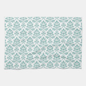 Feuille Damask Blauwgroen Pattern Theedoek (Horizontaal)