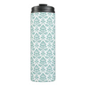 Feuille Damask Blauwgroen Pattern Thermosbeker (Voorkant)