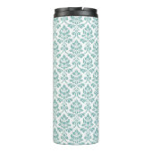 Feuille Damask Blauwgroen Pattern Thermosbeker (Achterkant)