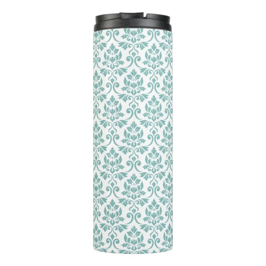 Feuille Damask Blauwgroen Pattern Thermosbeker (Achterkant)