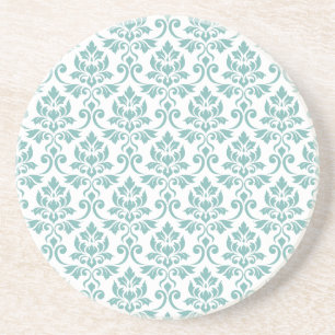 Feuille Damask Blauwgroen Pattern Zandsteen Onderzetter