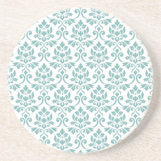 Feuille Damask Blauwgroen Pattern Zandsteen Onderzetter (Voorkant)