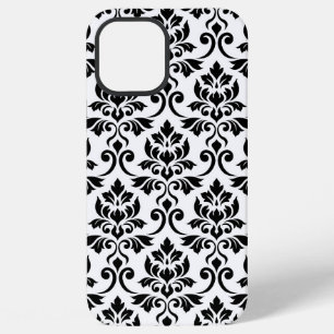 Feuille Damask Lg Patroon Zwart op Wit iPhone 12 Pro Max Hoesje
