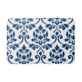 Feuille Damask LG Pattern Donkerblauw op Wit Badmat (Voorkant)