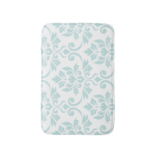 Feuille Damask LG Pattern Light Blauwgroen op wit Badmat (Voorkant Verticaal)