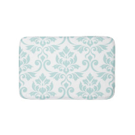 Feuille Damask LG Pattern Light Blauwgroen op wit Badmat