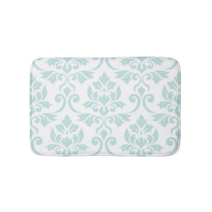 Feuille Damask LG Pattern Light Blauwgroen op wit Badmat