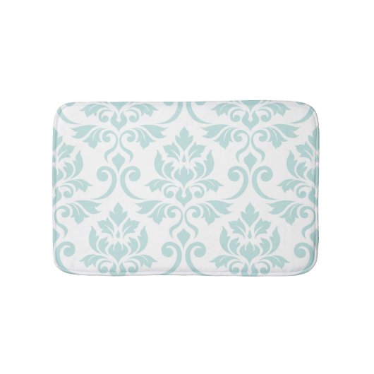 Feuille Damask LG Pattern Light Blauwgroen op wit Badmat (Voorkant)