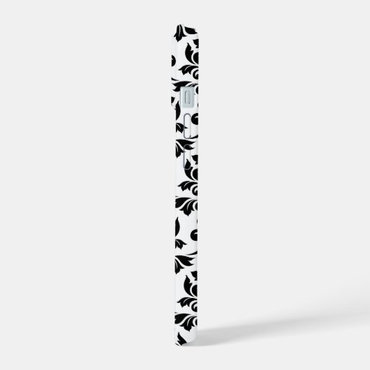 Feuille Damask LG Pattern Zwart op Wit iPhone 15 Case (Linkerkant)