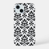 Feuille Damask LG Pattern Zwart op Wit iPhone 15 Case (Achterkant)