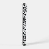 Feuille Damask LG Pattern Zwart op Wit iPhone 15 Case (Rechterkant)