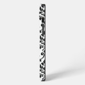 Feuille Damask LG Pattern Zwart op Wit iPhone Hoesje (Linkerkant)