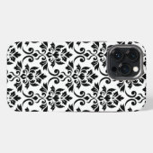 Feuille Damask LG Pattern Zwart op Wit iPhone Hoesje (Achterkant horizontaal)