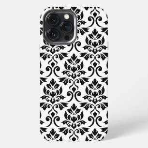Feuille Damask LG Pattern Zwart op Wit iPhone 13 Pro Max Hoesje
