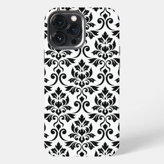 Feuille Damask LG Pattern Zwart op Wit iPhone Hoesje (Achterkant)