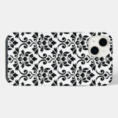 Feuille Damask LG Pattern Zwart op Wit iPhone Hoesje (Achterkant horizontaal)