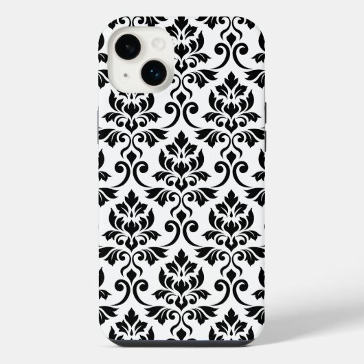 Feuille Damask LG Pattern Zwart op Wit iPhone Hoesje (Achterkant)
