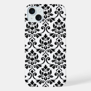 Feuille Damask LG Pattern Zwart op Wit iPhone 15 Plus Case