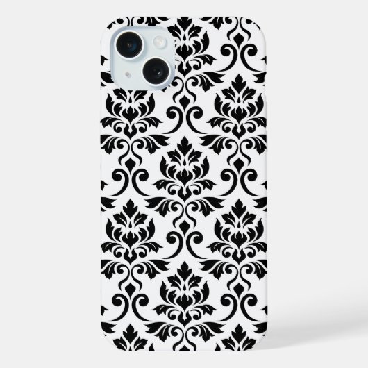 Feuille Damask LG Pattern Zwart op Wit iPhone Hoesje (Achterkant)