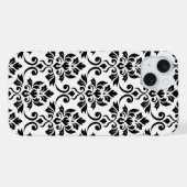 Feuille Damask LG Pattern Zwart op Wit iPhone Hoesje (Achterkant horizontaal)