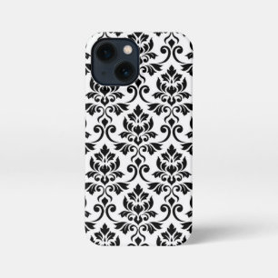 Feuille Damask LG Pattern Zwart op Wit iPhone 13 Mini Hoesje