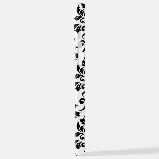 Feuille Damask LG Pattern Zwart op Wit iPhone Hoesje (Linkerkant)