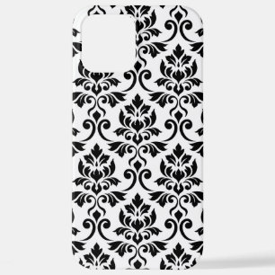 Feuille Damask LG Pattern Zwart op Wit iPhone 12 Pro Max Hoesje