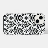 Feuille Damask LG Pattern Zwart op Wit iPhone Hoesje (Achterkant horizontaal)