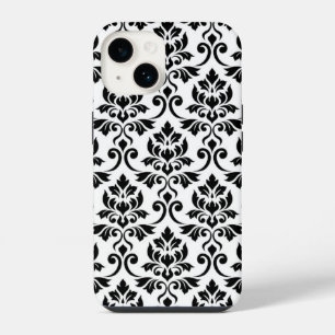 Feuille Damask LG Pattern Zwart op Wit iPhone 14 Hoesje