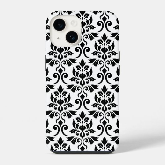 Feuille Damask LG Pattern Zwart op Wit iPhone Hoesje (Achterkant)