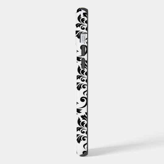 Feuille Damask LG Pattern Zwart op Wit iPhone Hoesje (Linkerkant)