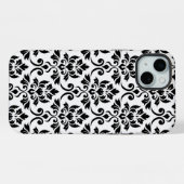 Feuille Damask LG Pattern Zwart op Wit iPhone Hoesje (Achterkant horizontaal)