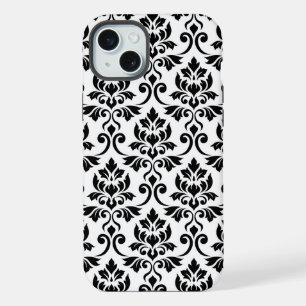 Feuille Damask LG Pattern Zwart op Wit iPhone 15 Plus Case