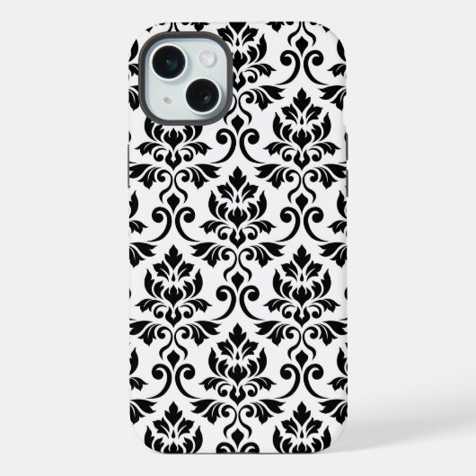Feuille Damask LG Pattern Zwart op Wit iPhone Hoesje (Achterkant)