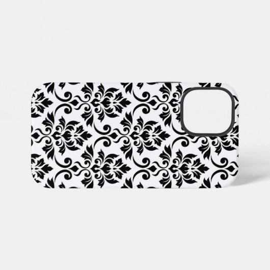 Feuille Damask LG Pattern Zwart op Wit iPhone Hoesje (Achterkant horizontaal)