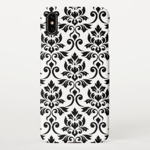 Feuille Damask LG Pattern Zwart op Wit iPhone XS Max Hoesje