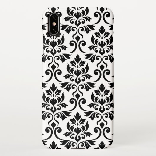 Feuille Damask LG Pattern Zwart op Wit iPhone Hoesje (Achterkant)