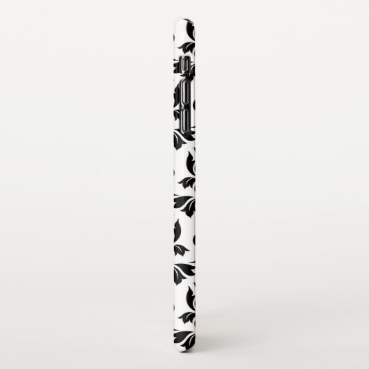 Feuille Damask LG Pattern Zwart op Wit iPhone Hoesje (Linkerkant)