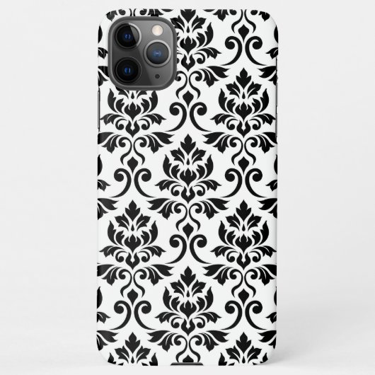 Feuille Damask LG Pattern Zwart op Wit iPhone Hoesje (Achterkant)