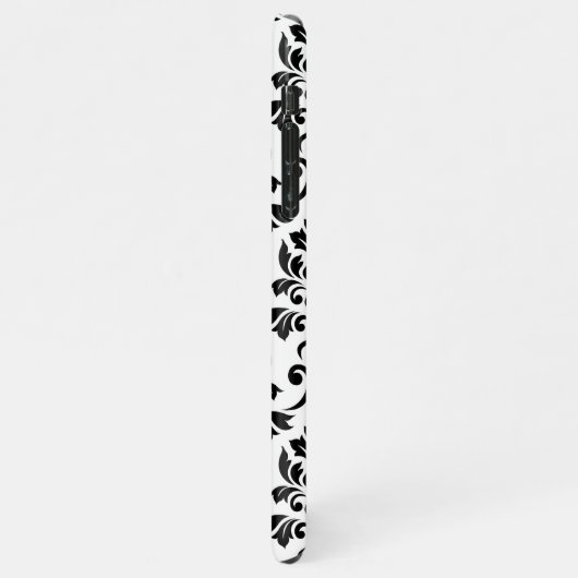 Feuille Damask LG Pattern Zwart op Wit iPhone Hoesje (Linkerkant)