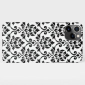 Feuille Damask LG Pattern Zwart op Wit iPhone Hoesje (Achterkant horizontaal)