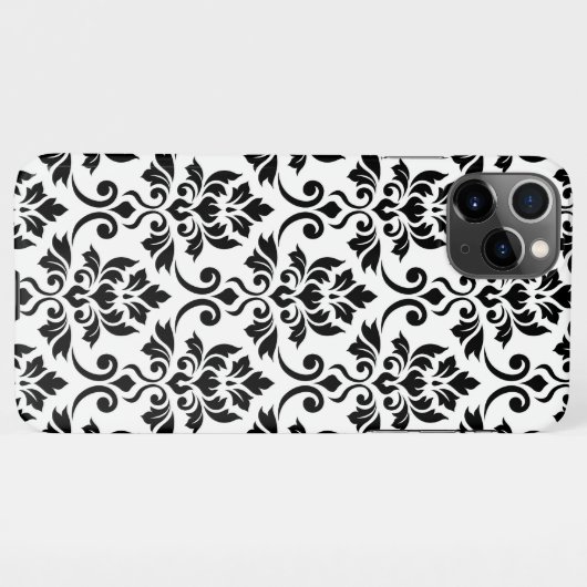 Feuille Damask LG Pattern Zwart op Wit iPhone Hoesje (Achterkant horizontaal)