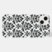 Feuille Damask LG Pattern Zwart op Wit iPhone Hoesje (Achterkant horizontaal)