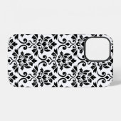 Feuille Damask LG Pattern Zwart op Wit iPhone Hoesje (Achterkant horizontaal)