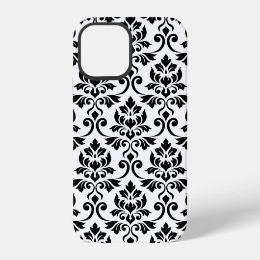 Feuille Damask LG Pattern Zwart op Wit iPhone Hoesje (Achterkant)