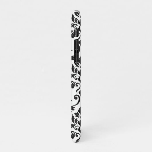 Feuille Damask LG Pattern Zwart op Wit iPhone Hoesje (Linkerkant)