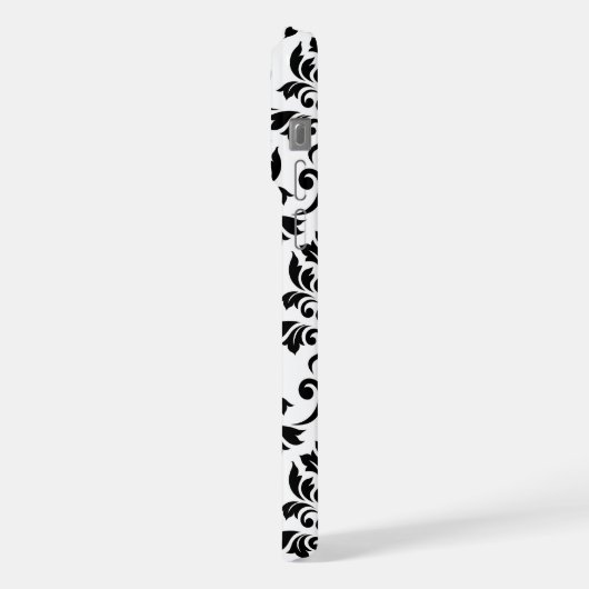 Feuille Damask LG Pattern Zwart op Wit iPhone Hoesje (Linkerkant)